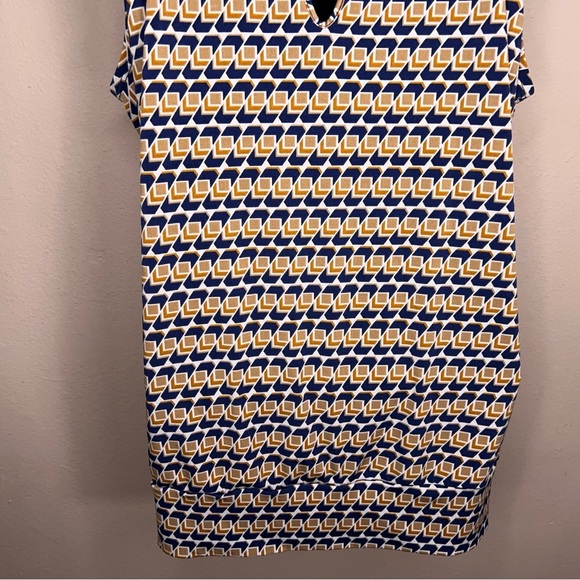 Large Stitch Collection Sleeveless Blouse Blue Orange White Geometric Boho - Picture 11 of 14